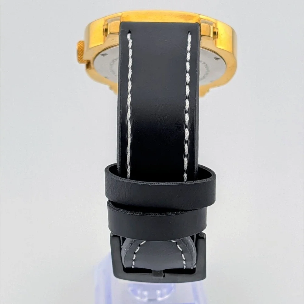Rockwell Timekeeper Oversized Gold Tone Black Dial Quartz Watch 45mm